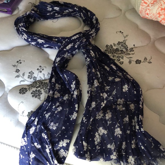 Navy blue floral scarf